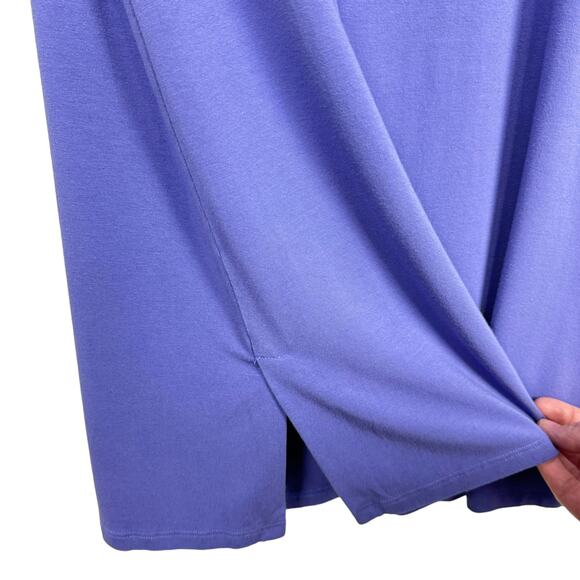 Eileen Fisher | Lilac Purple Round Neck Short Sleeve Knee Length T-shirt Dress - Picture 5 of 8